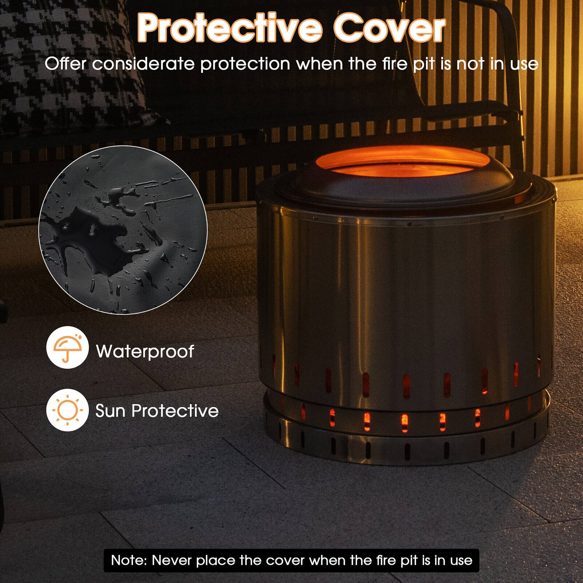 Protective Cover

Offer considerate protection when the fire pit is not in use

Waterproof

Sun Protective

Note: Never place the cover when the fire pit is in use