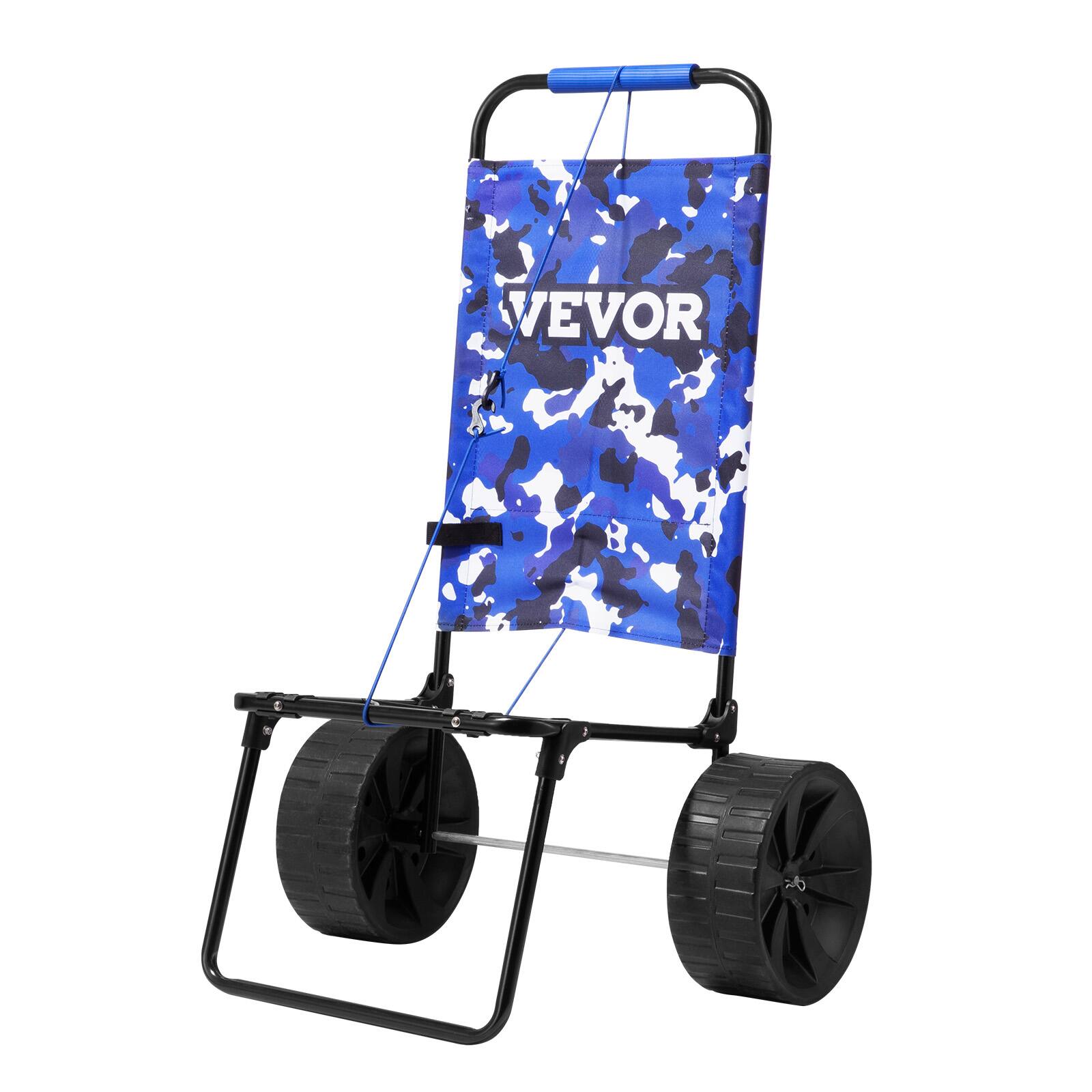 Alt View 5. VEVOR - Beach Dolly with Big Wheels for Sand, 15.4" x 15.7" Cargo Deck, w/ 10" PE Solid Wheels, 69LBS Loading Capacity - Black,Blue.