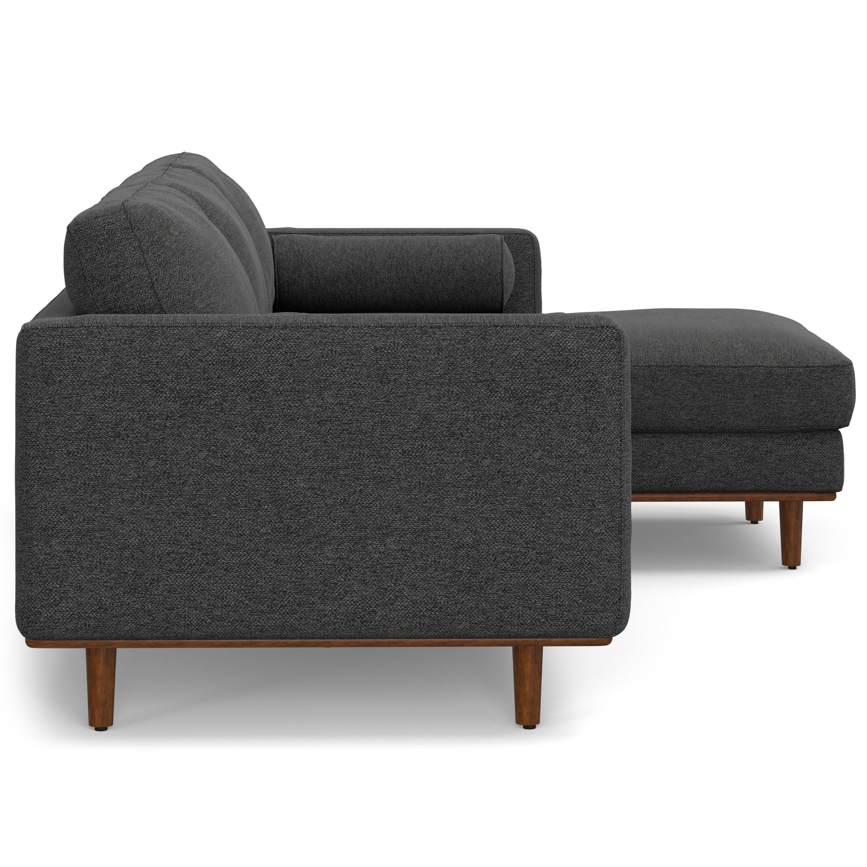 Alt View 1. Simpli Home - Morrison Mid Century Right Sectional 102 inch Wide Sofa Sectional in Charcoal Grey Tightly Woven Performance Fabric - Charcoal Grey.