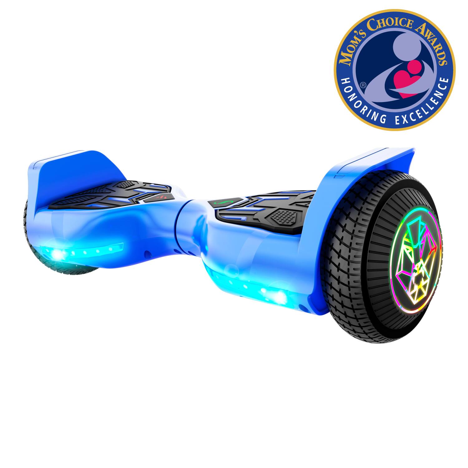 Front. Swagtron - swagBOARD Twist T580 Hoverboard with Light-Up LED Wheels & Exclusive LiFePo™ Battery - Speeds up to 6.5 mph - Blue.
