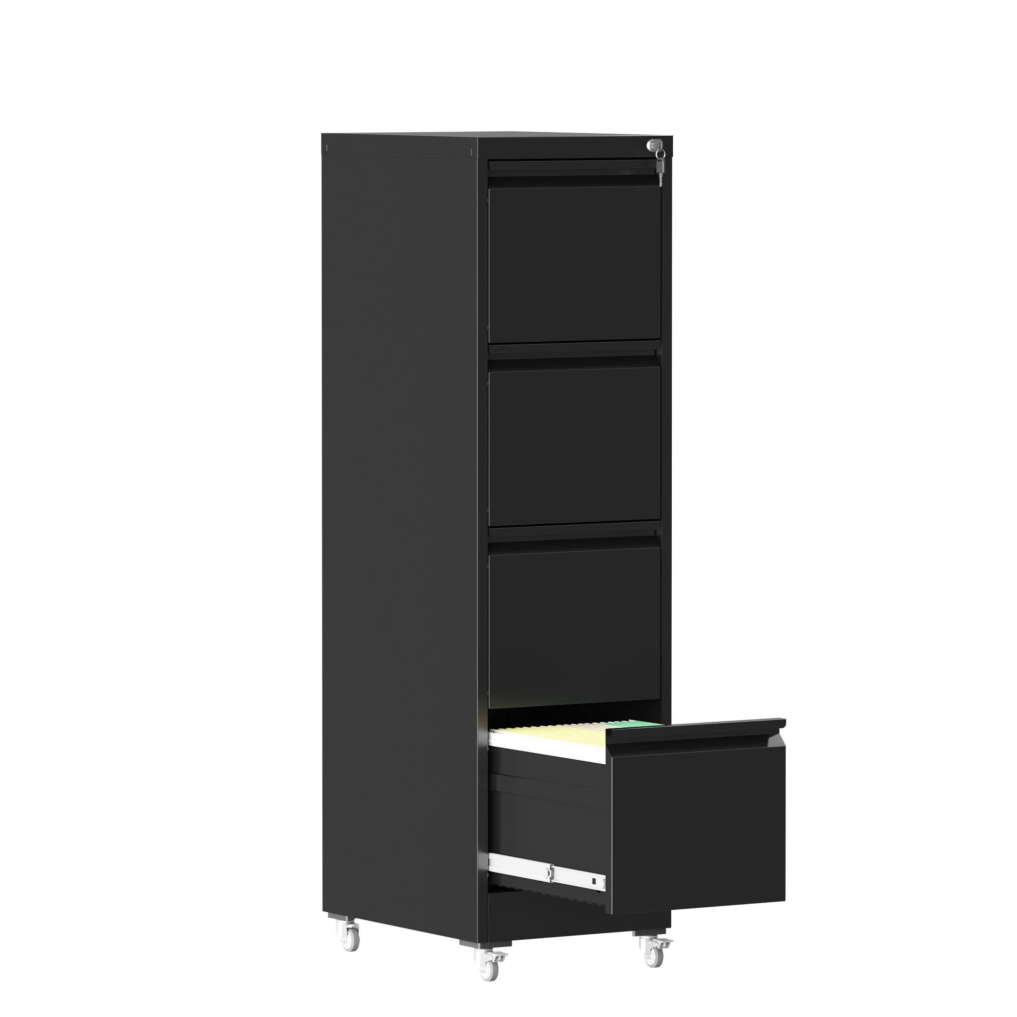 Alt View 10. GOODSILO - Heavy-Duty 4 Drawer Locking Vertical File Cabinet with Wheels for Office and Home Document Storage - Black.