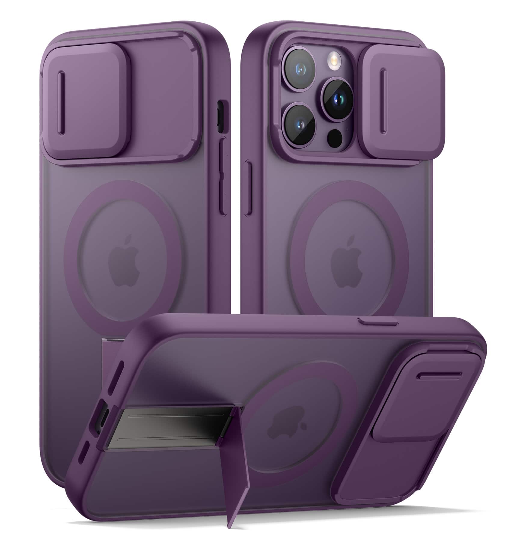 SURITCH - Rugged Case for iPhone 14 Pro Max, Compatible with MagSafe, Built-in Kickstand & Camera Cover & Translucent Back - Dark Purple price history on PriceWatchPro