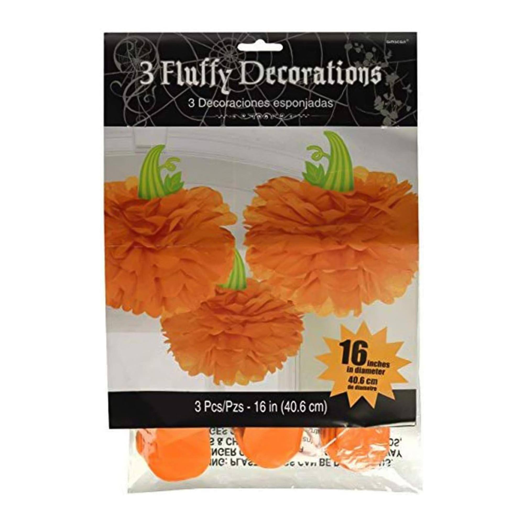 3 Fluffy Decorations  
3 Decoraciones esponjadas  
16 inches in diameter  
40.6 cm de diámetro  
3 Pcs/Pzs - 16 in (40.6 cm)  
CEE 2 8 SCH  
PLA  
Made in China