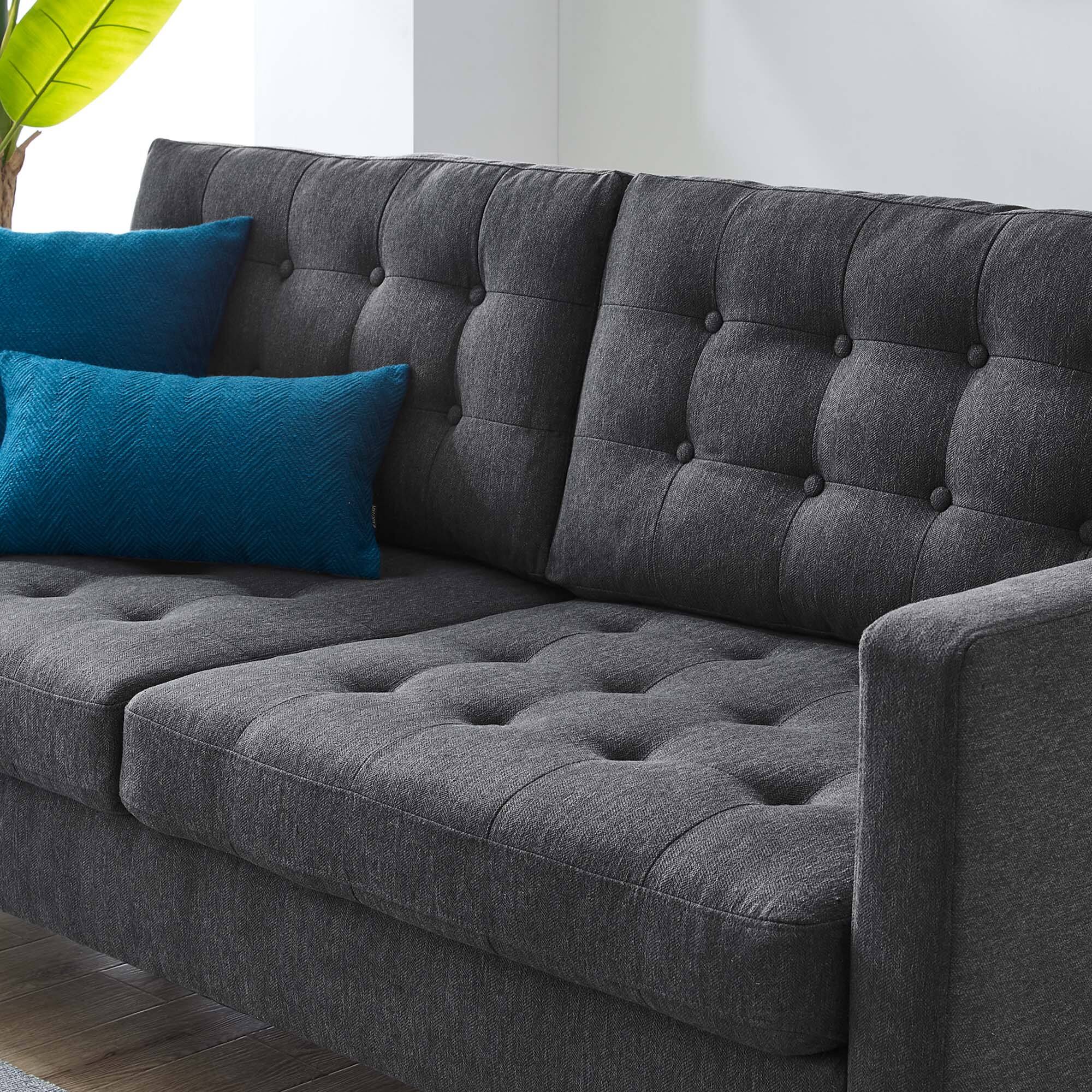 Left. Modway - Exalt Tufted Fabric Sofa by Modway - Charcoal.