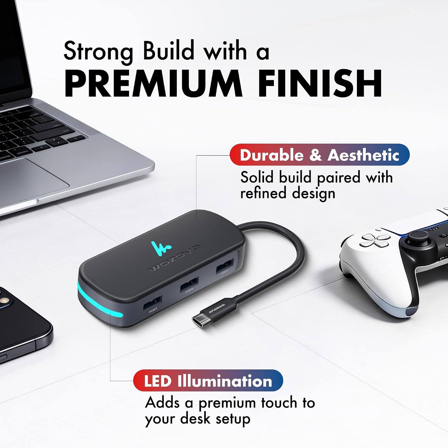 Strong Build with a PREMIUM FINISH

Durable & Aesthetic
Solid build paired with refined design

LED Illumination
Adds a premium touch to your desk setup