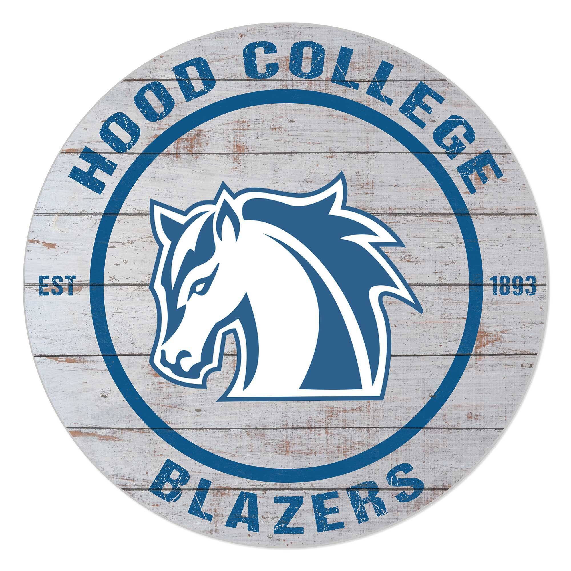 Hood College Blazers 20" Indoor/Outdoor Weathered Circle Sign