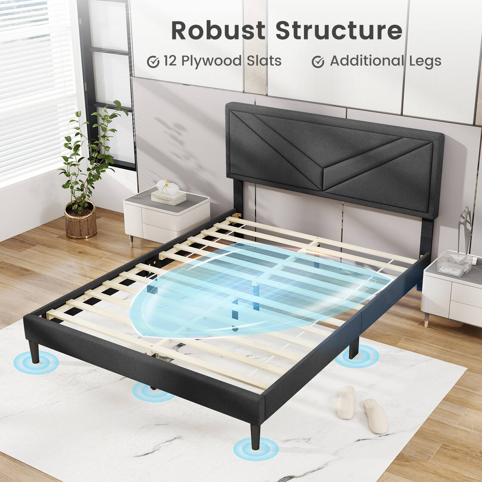 Robust Structure, 12 Plywood Slats, Additional Legs