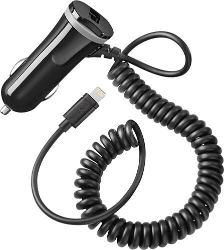 Insignia Apple Mfi Certified 15w Vehicle Charger With Lightning Cable And Usb Port Black Ns Pa555 Best Buy