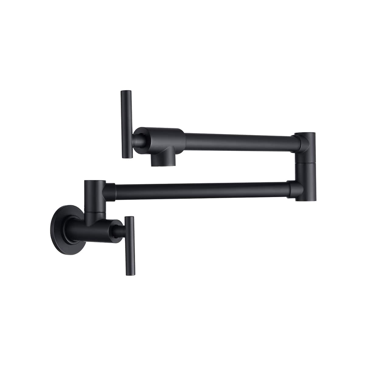 Ropilly- Wall Mount Pot Filler Faucet, Folding Pot Filler Faucet with Dual Handles- Matte Black