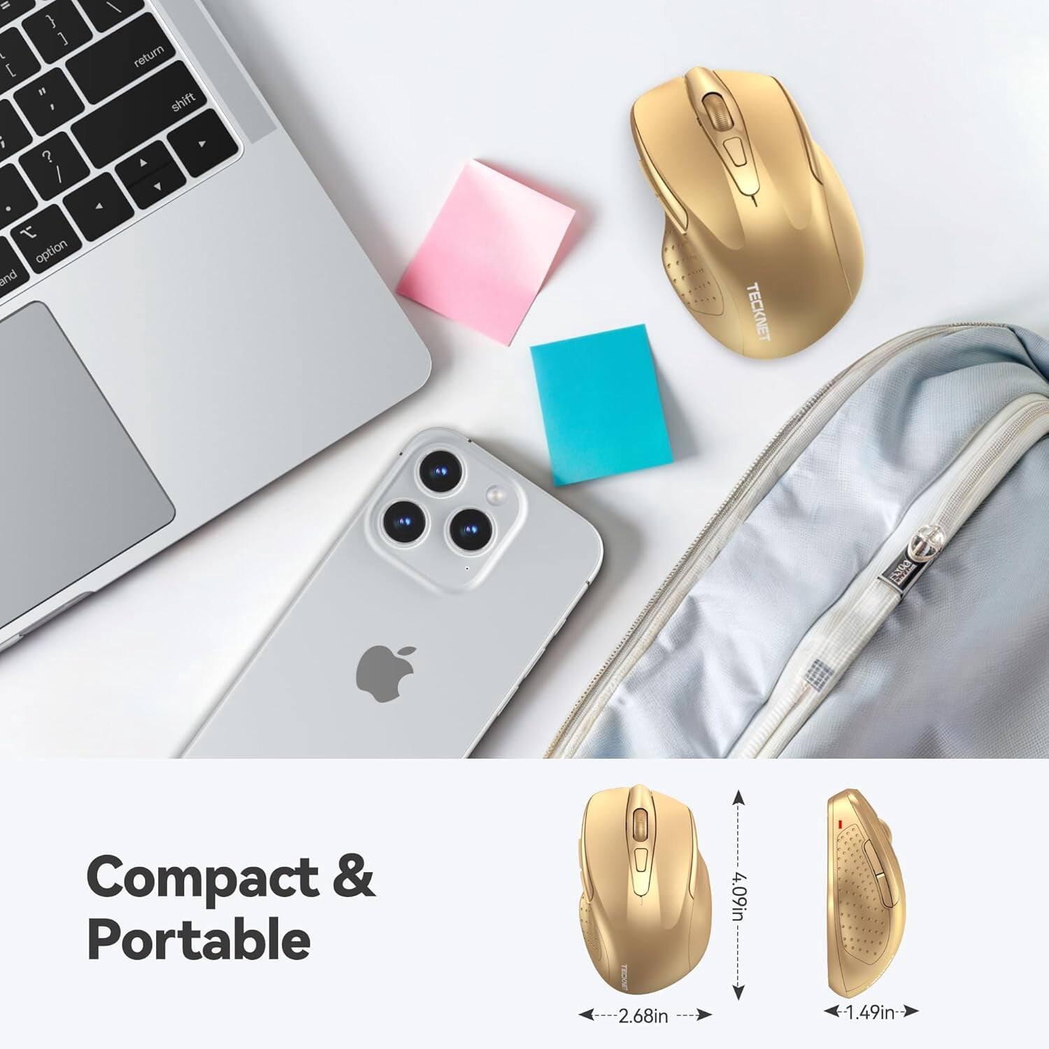 - return shift
- option and
- A
- A Y
- TECKNET
- Compact & Portable
- 4.09in
- 2.68in
- 1.49in