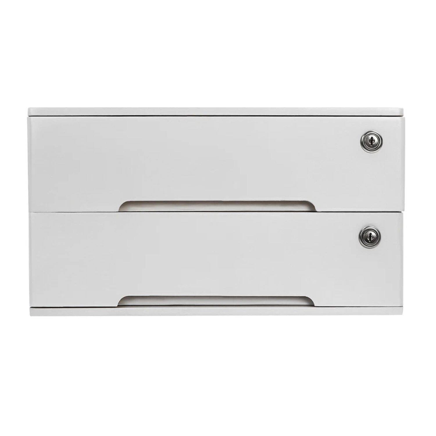 Angle. Home Collection - 2-Drawer Wooden Desk Organizer – Desktop Storage Cabinet for Office & Home - White.