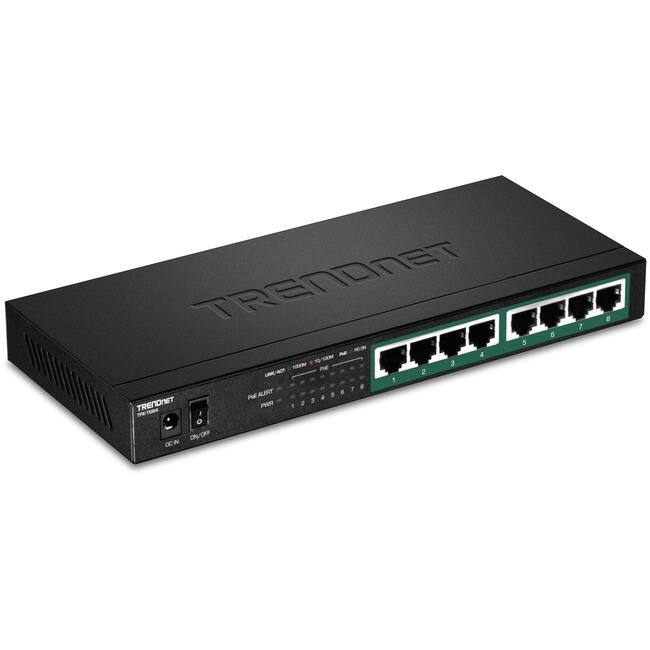 TRENDNET 6-Port 10/100 Switch

TRENDNET

Power Alert
Port 1 2 3 4 5 6 7 8

DC Power
ON/OFF

OCN

LED Indicators:
1 2 3 4 5 6 7 8

Alert: D a TRENDNET Pat PAR 12345078 I 2 3 -7 a o ONLOFF DCW I 7 5