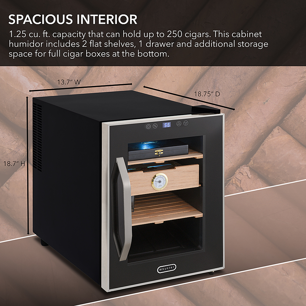 Angle View: Whynter - 1.2 Cu. Ft. Cigar Cooler Humidor - Back
