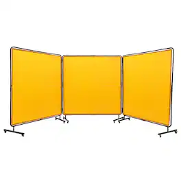 VEVOR - Welding Screen with Frame, 6' x 6' 3 Panel Welding Curtain Screens, Flame-Resistant Vinyl Welding Protection Screen - Yellow