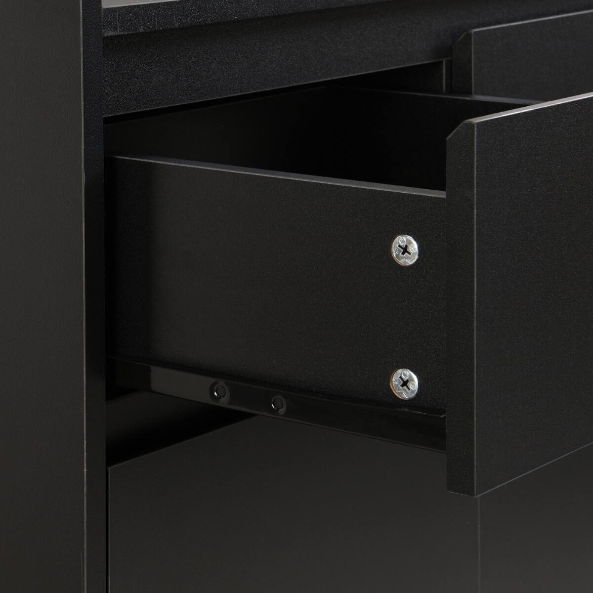 Alt View 4. Halitaa - Modern Shoe Storage Cabinet, Adjustable Shelves Shoe Rack Organizer with 4 Doors and 1 Drawer - Black.