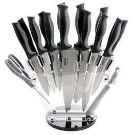 Gibson - Soho Lounge 16 Piece Stainless Steel Cutlery Knife Set With Acrylic Stand - Black