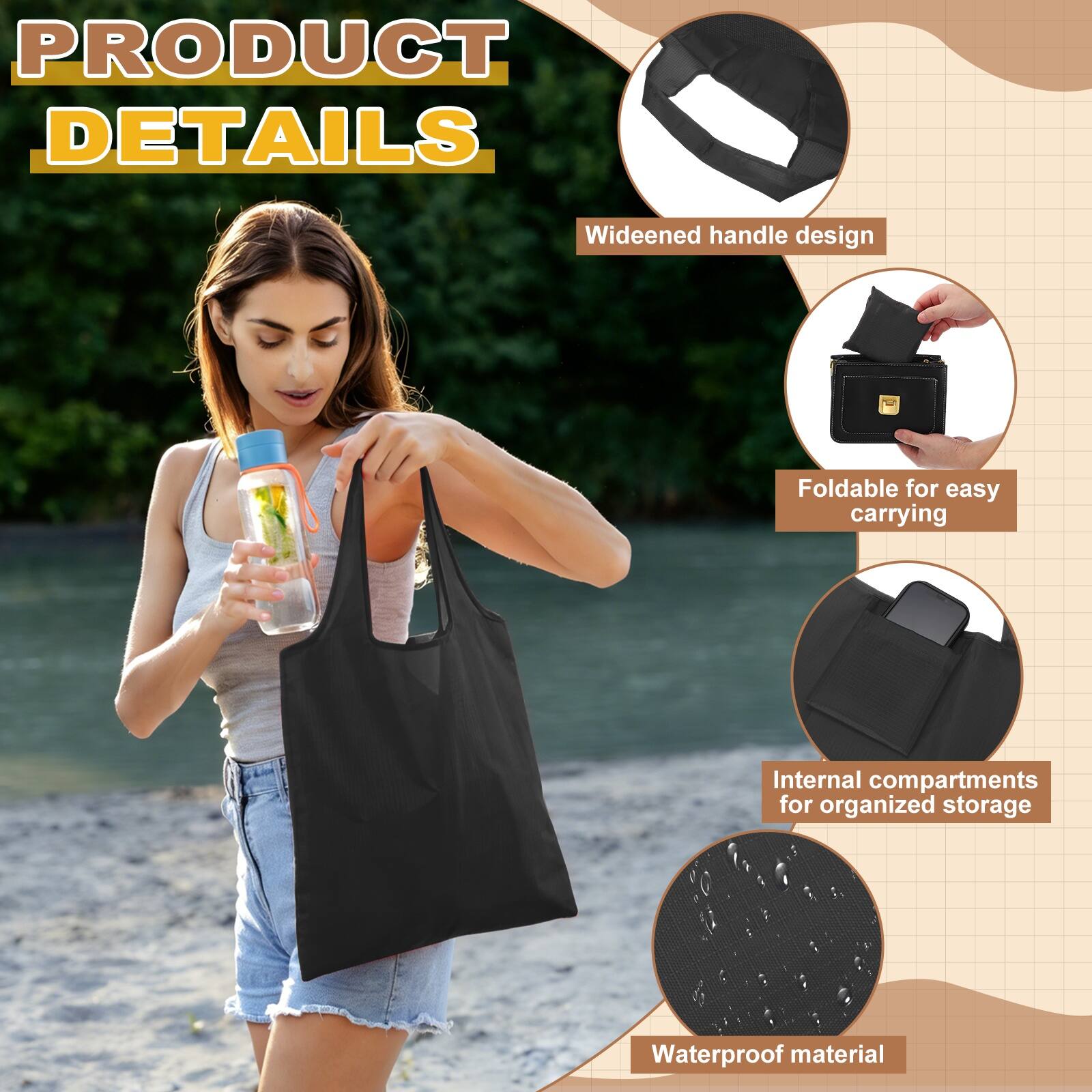 PRODUCT DETAILS

- Wideened handle design
- Foldable for easy carrying
- Internal compartments for organized storage
- Waterproof material