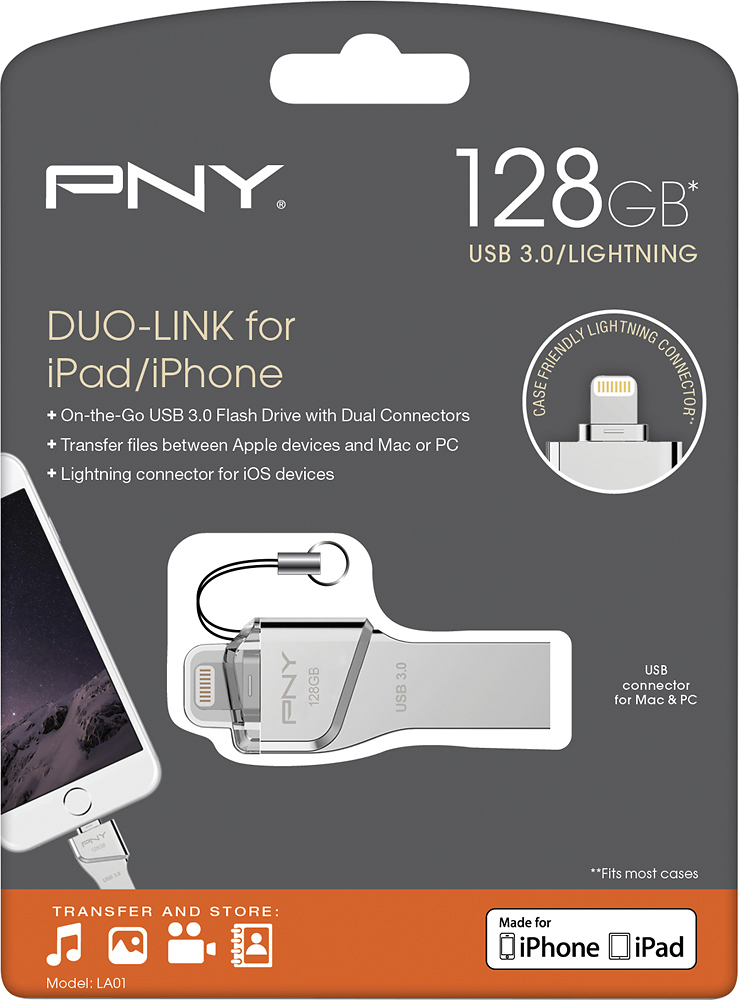 Best Buy Pny Duo Link On The Go 128gb Usb 3 0 Apple Lightning Flash Drive P Fdi128la01s Ge
