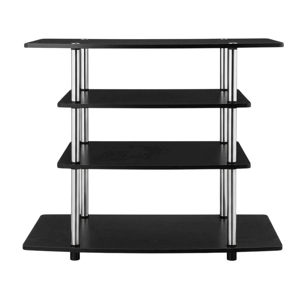 Alt View 3. FurniFact - Black transitional 37-inch highboy TV stand, 4 shelves, woodgrain veneer design - Black.