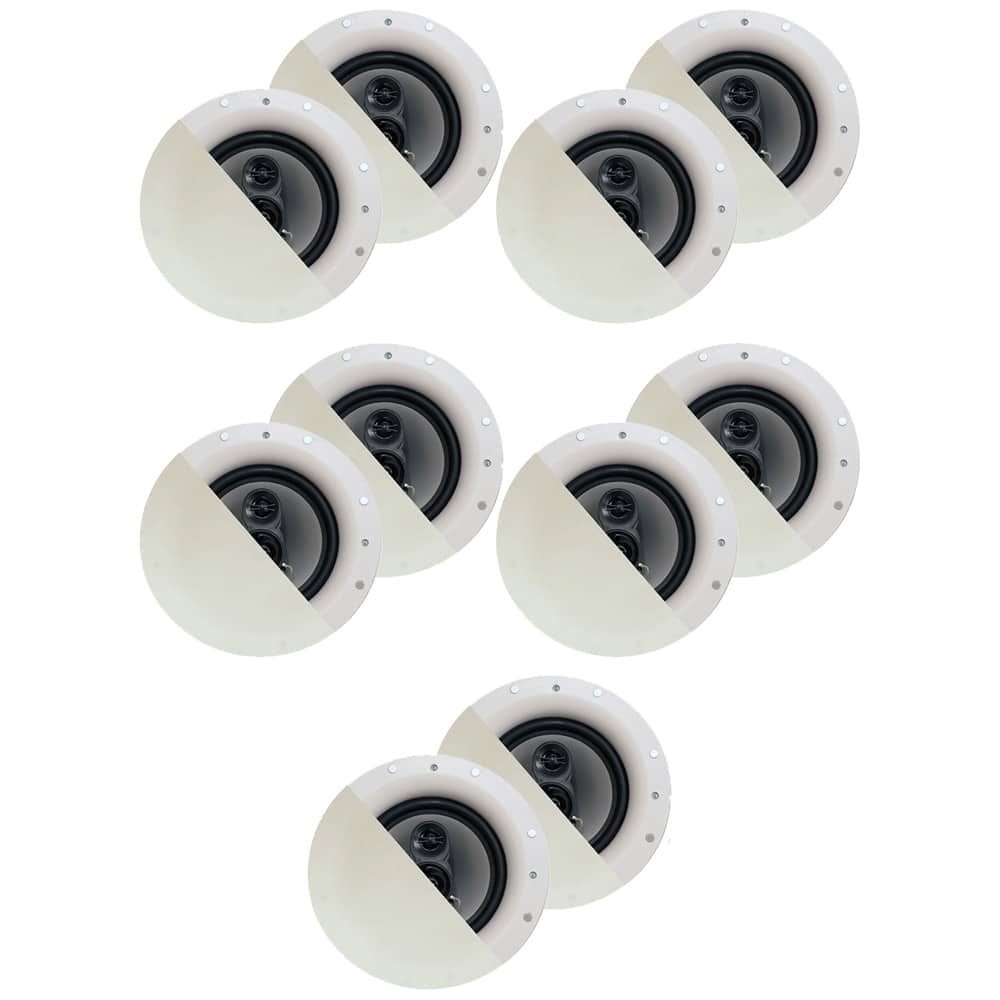 Acoustic Audio by Goldwood - CSic84 Frameless in Ceiling 8" Speaker 5 Pair Pack 3 Way Home Theater Speakers - Paintable White