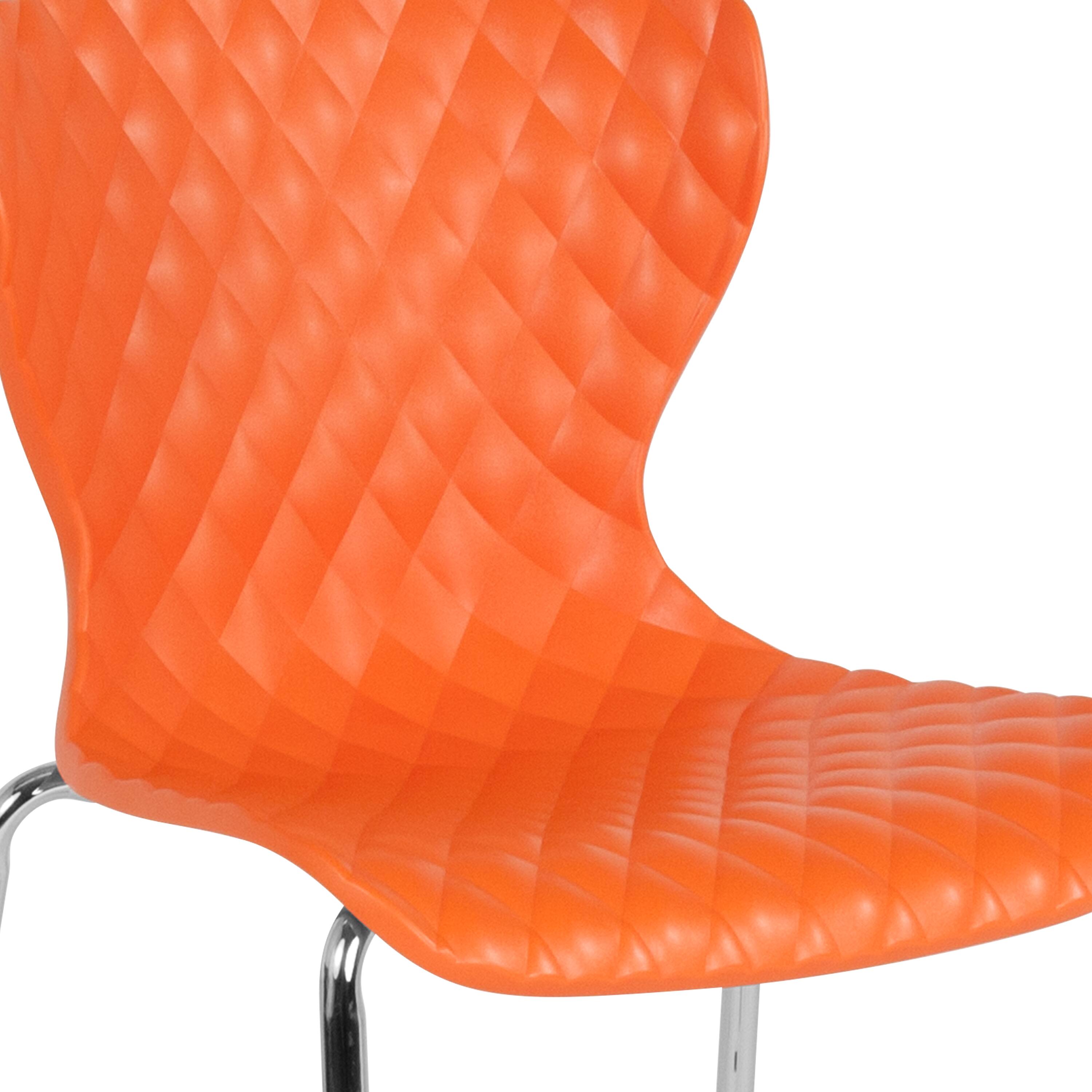 Alt View 10. Emma + Oliver - 4 Pack Contemporary Design Plastic Stack Chair - Orange.