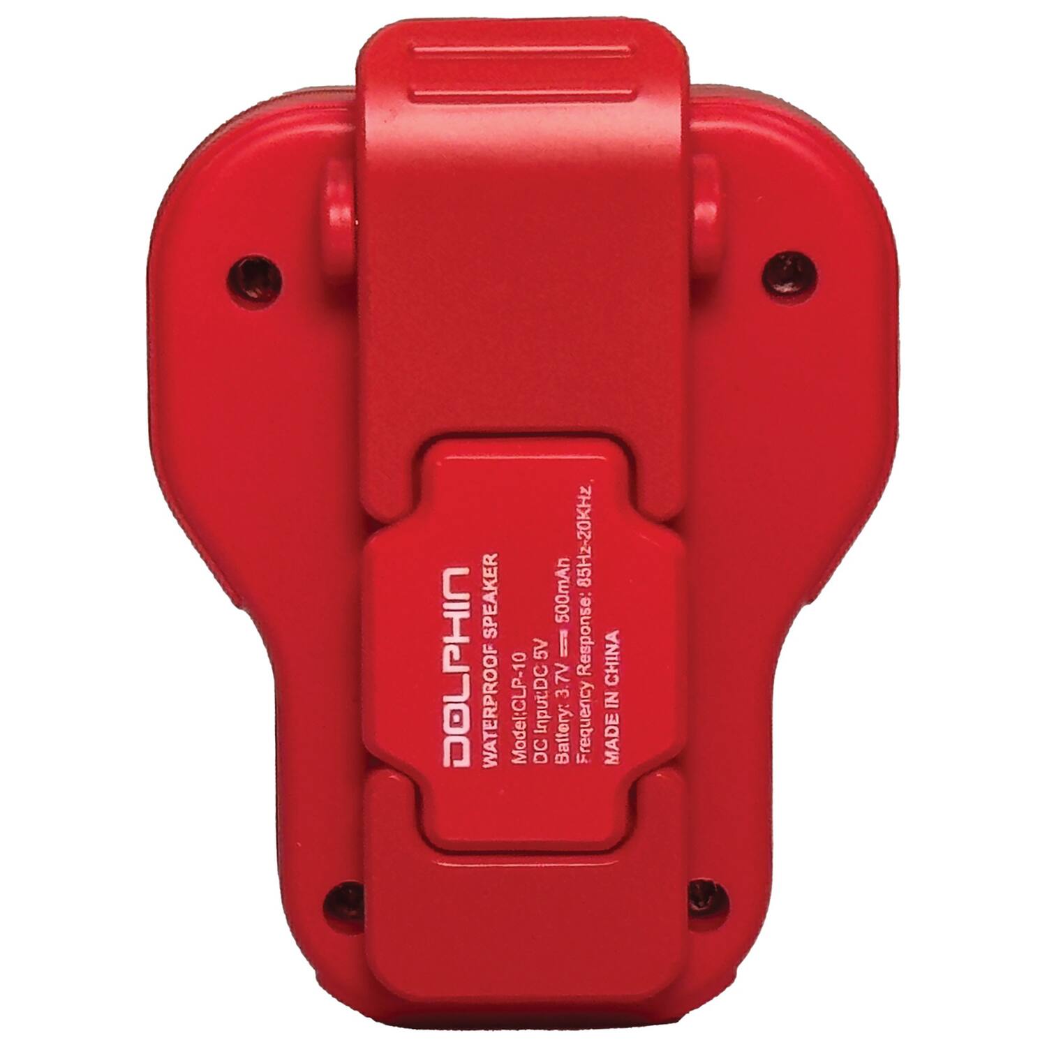 SPEAKER DOLPHIN WATERPROOF 85Hz-20KHz 500mAh 5V E Response: CHINA 3.7V 3 Model: CLP-10 Input: DC Frequency IN DC Battery: MADE IN CHINA