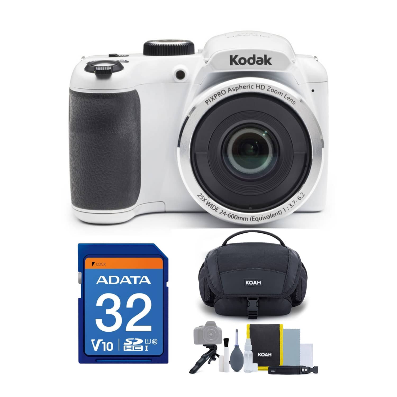 Kodak - PIXPRO AZ252 16MP Digital Camera with 32GB SD Card and Case Bundle - White