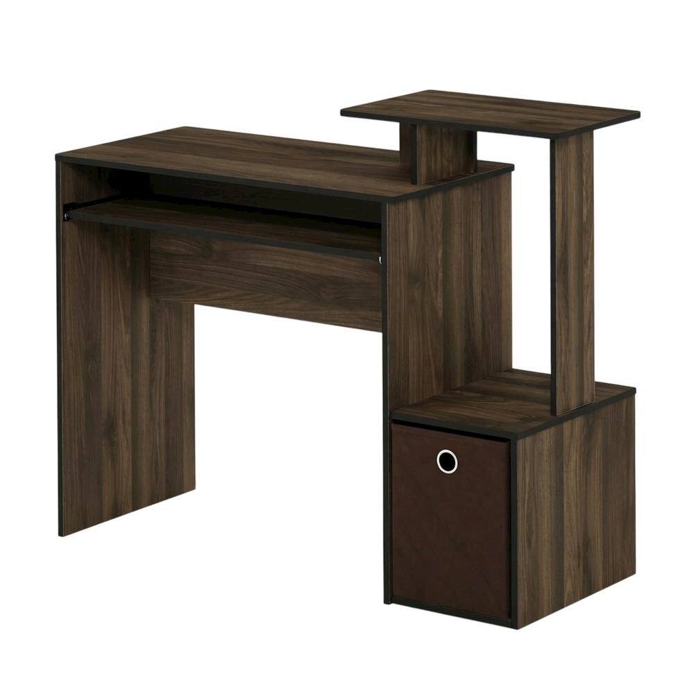BisonOffice - Wooden Home Office Desk with Storage Bin in Columbia Walnut Finish - Columbia Walnut/Dark Brown price history on PriceWatchPro
