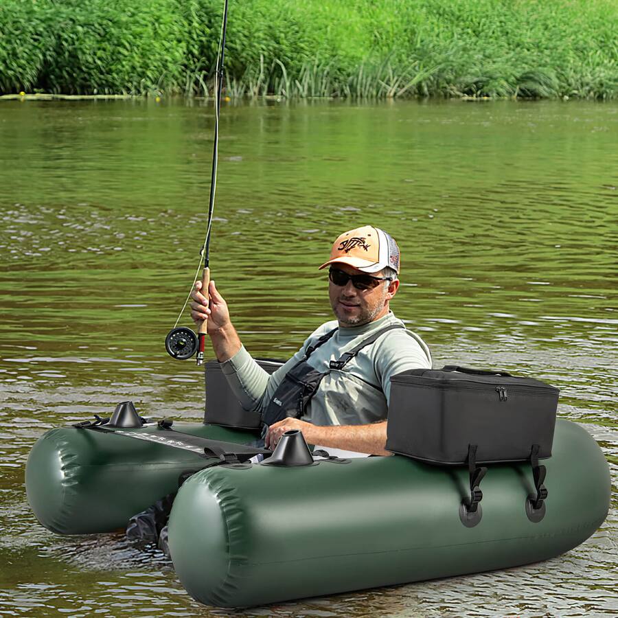 Indicator Ruler For Inflatable Costway Inflatable Fishing Float Tube with Fish Ruler Angling Base 2 ...