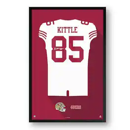 Sporticulture - George Kittle San Francisco 49ers 14" x 20" Away Jersey Framed Art Print - White