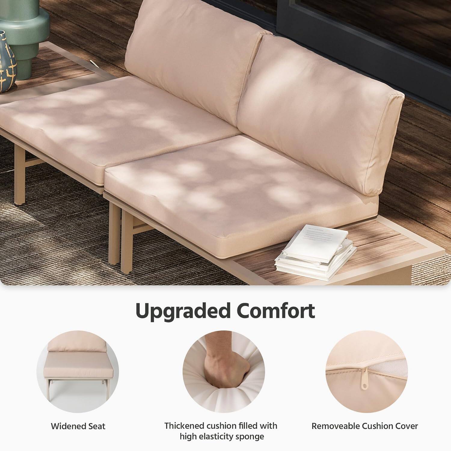 Upgraded Comfort  
Widened Seat  
Thickened cushion filled with high elasticity sponge  
Removable Cushion Cover