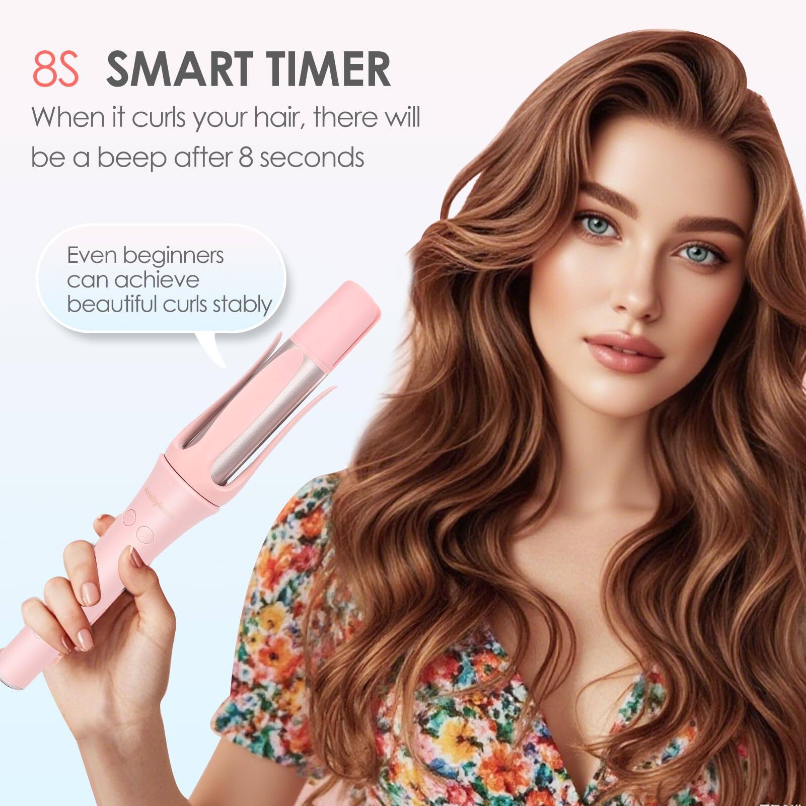 8S SMART TIMER  
When it curls your hair, there will be a beep after 8 seconds  

Even beginners can achieve beautiful curls stably