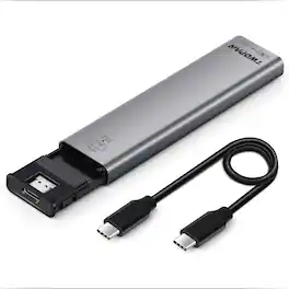 TWOPAN - Tool-Free M.2 NVMe SSD Enclosure, Supports M-Key/(B+M) Key & Size 2230/2242/2260/2280 - Space Gray