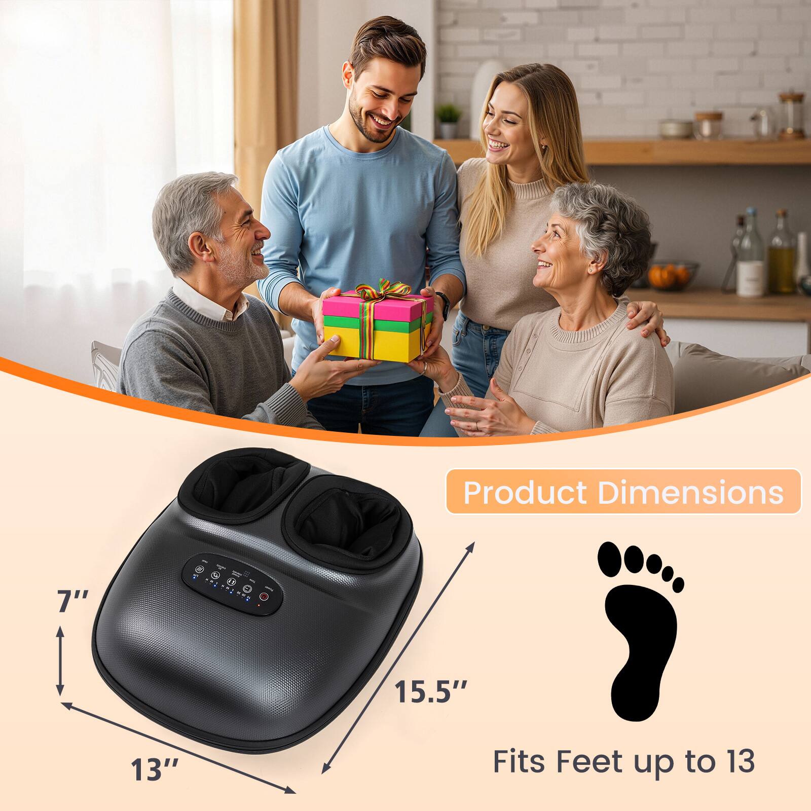 Product Dimensions  
7" x 13" x 5.5"  
Fits Feet up to 13