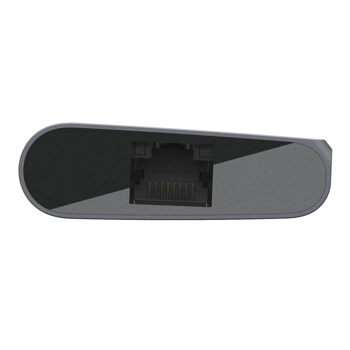 Angle. Belkin - 4-Port USB Type-C Hub with Gigabit Ethernet Adapter - Gray.