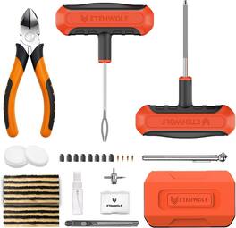 ETENWOLF - Tire Repair Kit 42 Pcs, Heavy Duty Tire Plug Kit to Fix Punctures - Vivid Orange