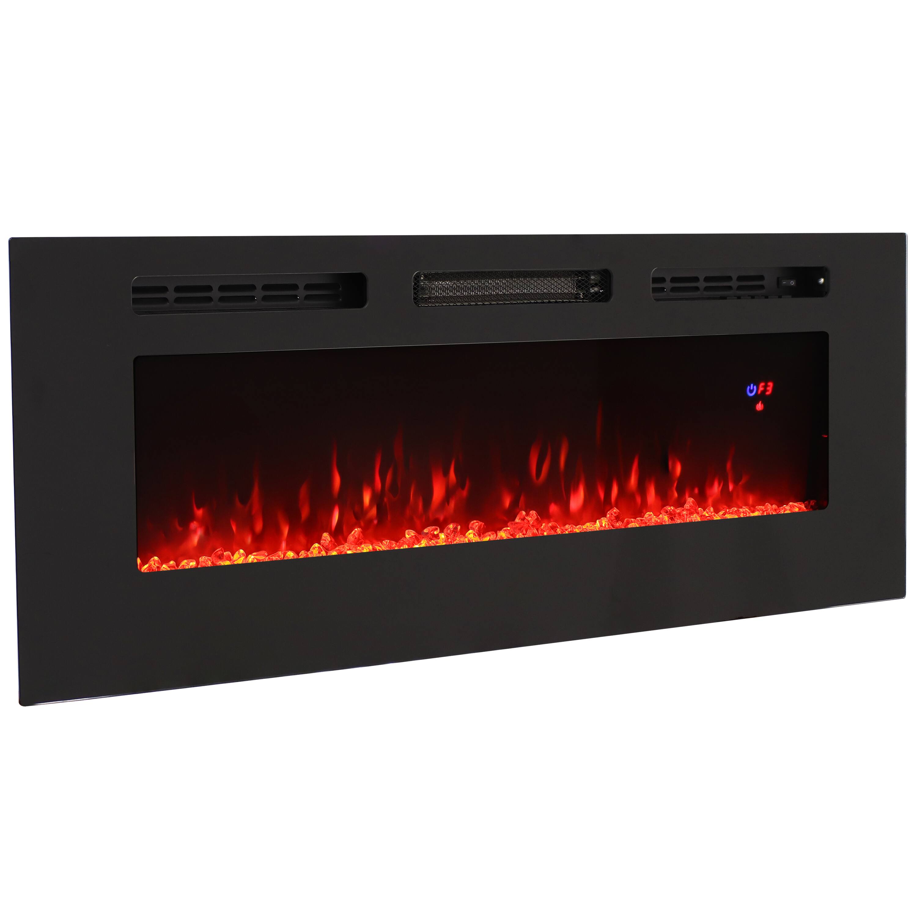 Alt View 7. Sunnydaze - 50 in Sophisticated Hearth Indoor Electric Fireplace - Black.