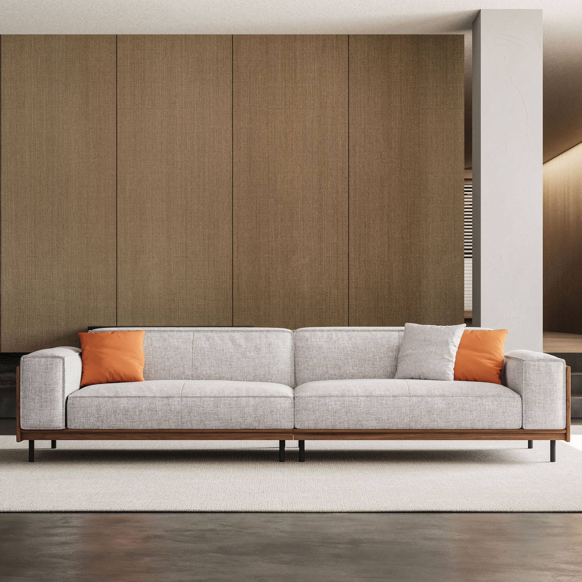 Alt View 9. luck idea - 111.81" Cotton-Linen Sofa with Cushions and Washable Seat Covers Couch - Gray.