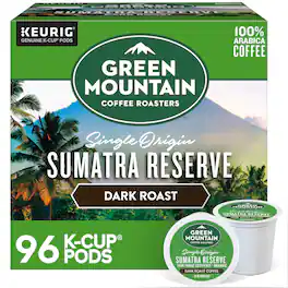 Green Mountain - Sumatra Reserve Coffee, Dark Roast, 0.40 oz. Keurig® K-Cup® Pods, 96/Carton (GMT4060CT)
