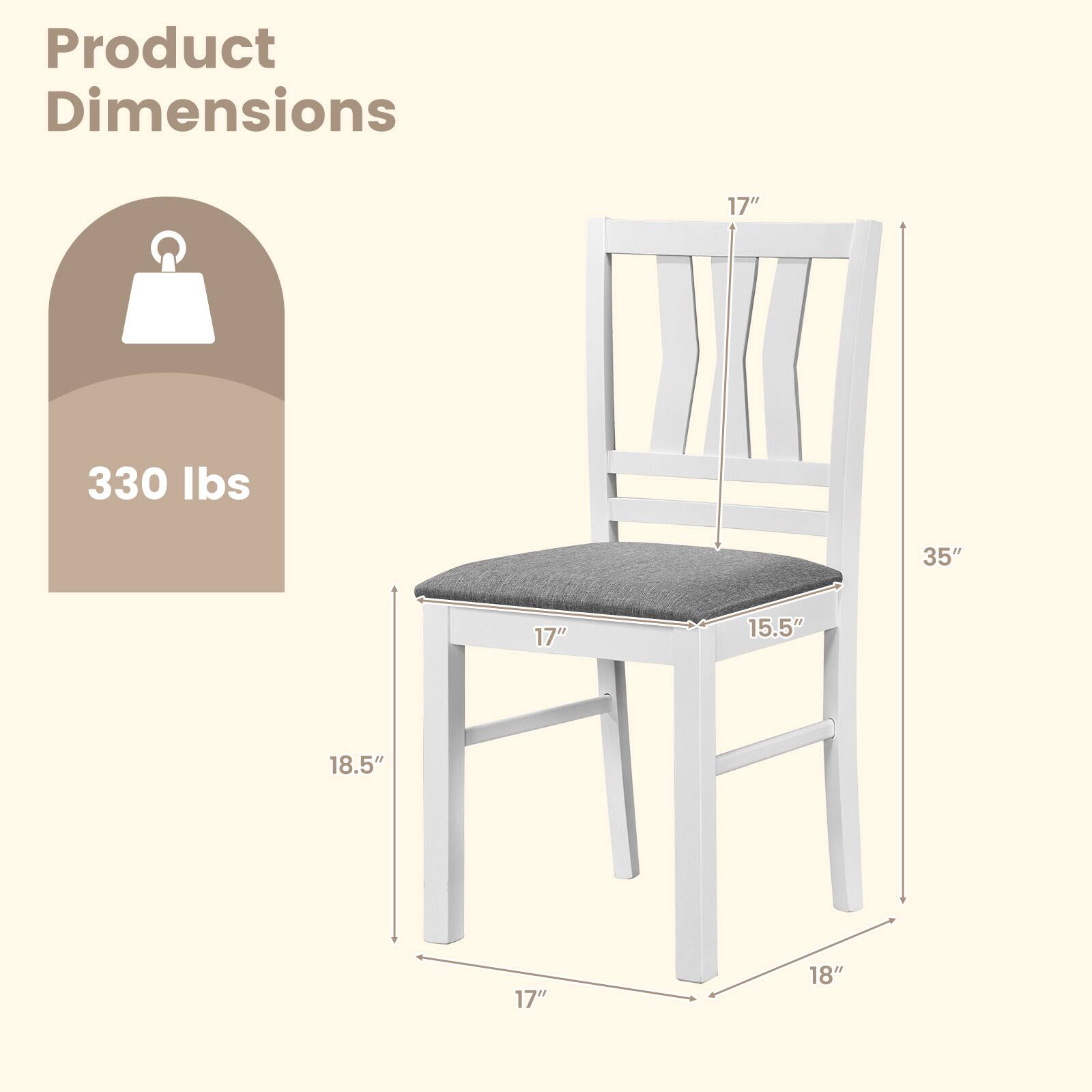 Product Dimensions: 17" x 35" x 17" x 15.5" x 18.5" x 18"  
Weight Capacity: 330 lbs