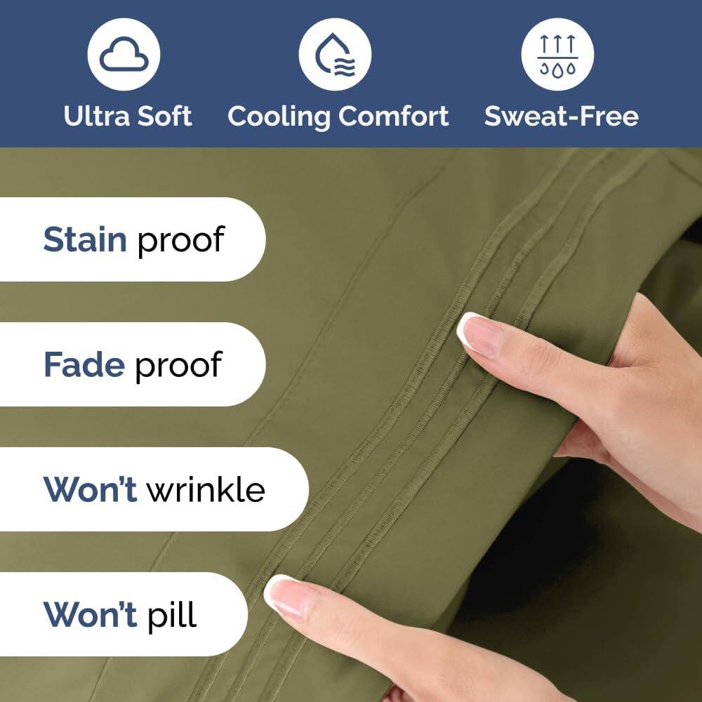 Ultra Soft  
Cooling Comfort  
Sweat-Free  

Stain proof  
Fade proof  
Won't wrinkle  
Won't pill
