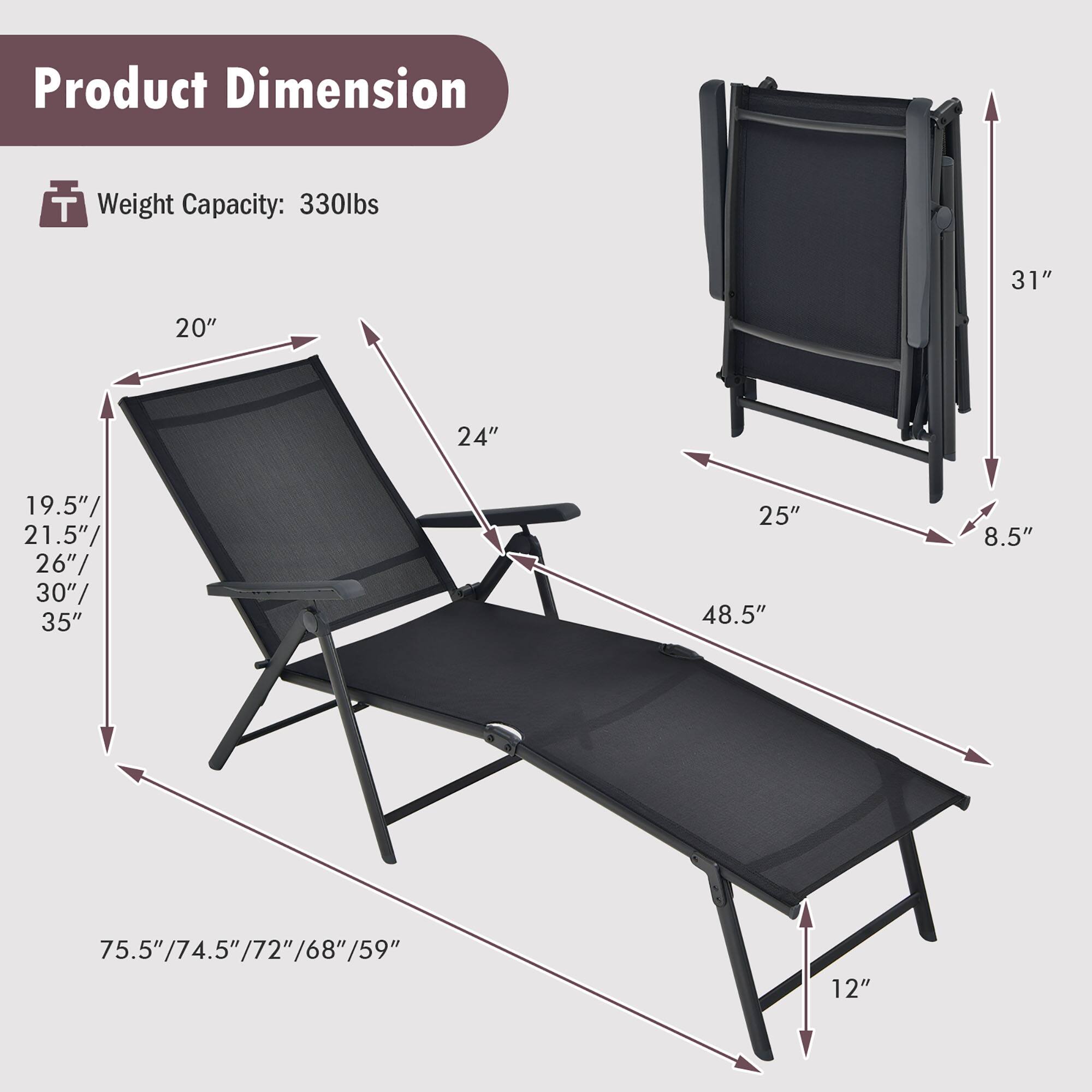 Product Dimension
Weight Capacity: 330lbs
31" 20" 24" 19.5"/ 21.5"/ 26"/ 30"/ 35" 25" 48.5" 8.5" 75.5" 75.5"/74.5"/72"/68"/59" /74.5" /72"/ '68" /59" 12"