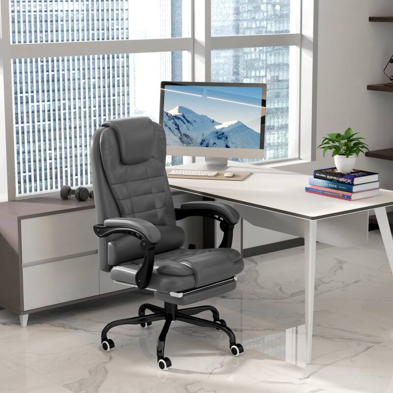 Front. Anysun - Adjustable Comfort High-Back Massaging Office Desk Chair with Retractable footrest and Vibrating Function - Gray.