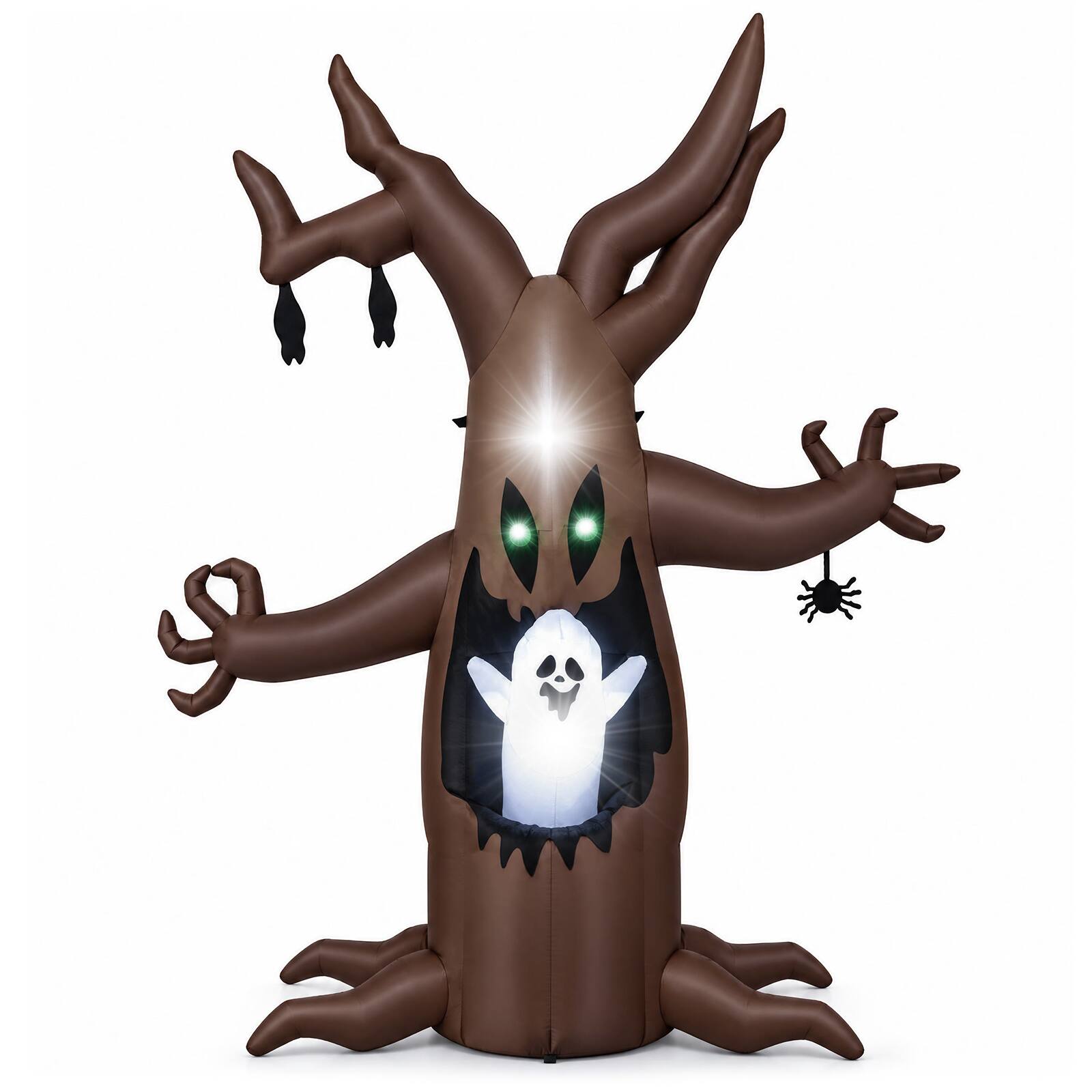 Front. Costway - Costway 8 FT Halloween Inflatable Tree with Animated Popping Ghost, Built-in LED Lights - Brown.