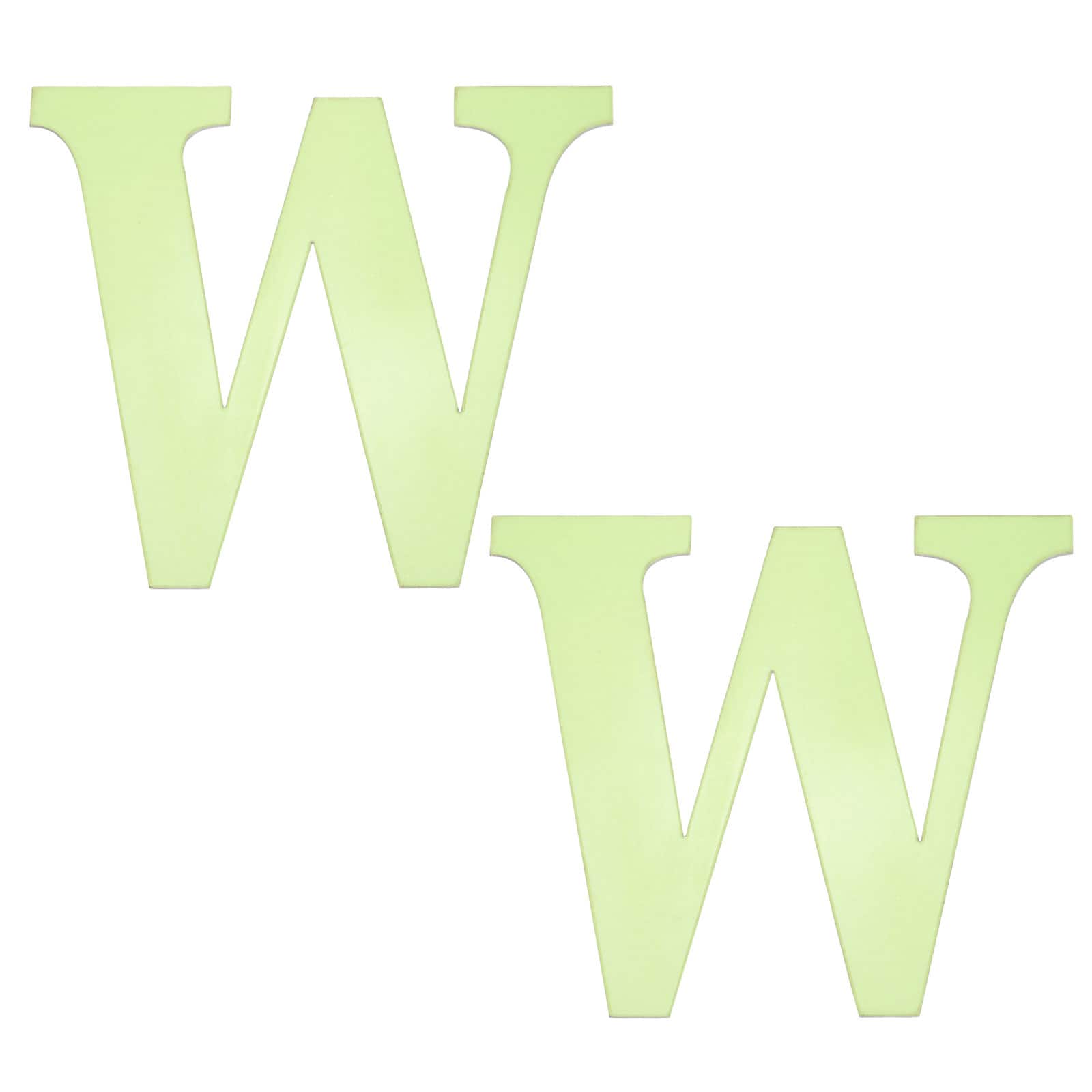 Unique Bargains - 2pcs 3D 3.9" Letter W Mirror Wall Sticker, Self-Adhesive Glow in the Dark for DIY Party Wedding Room Decoration - Green