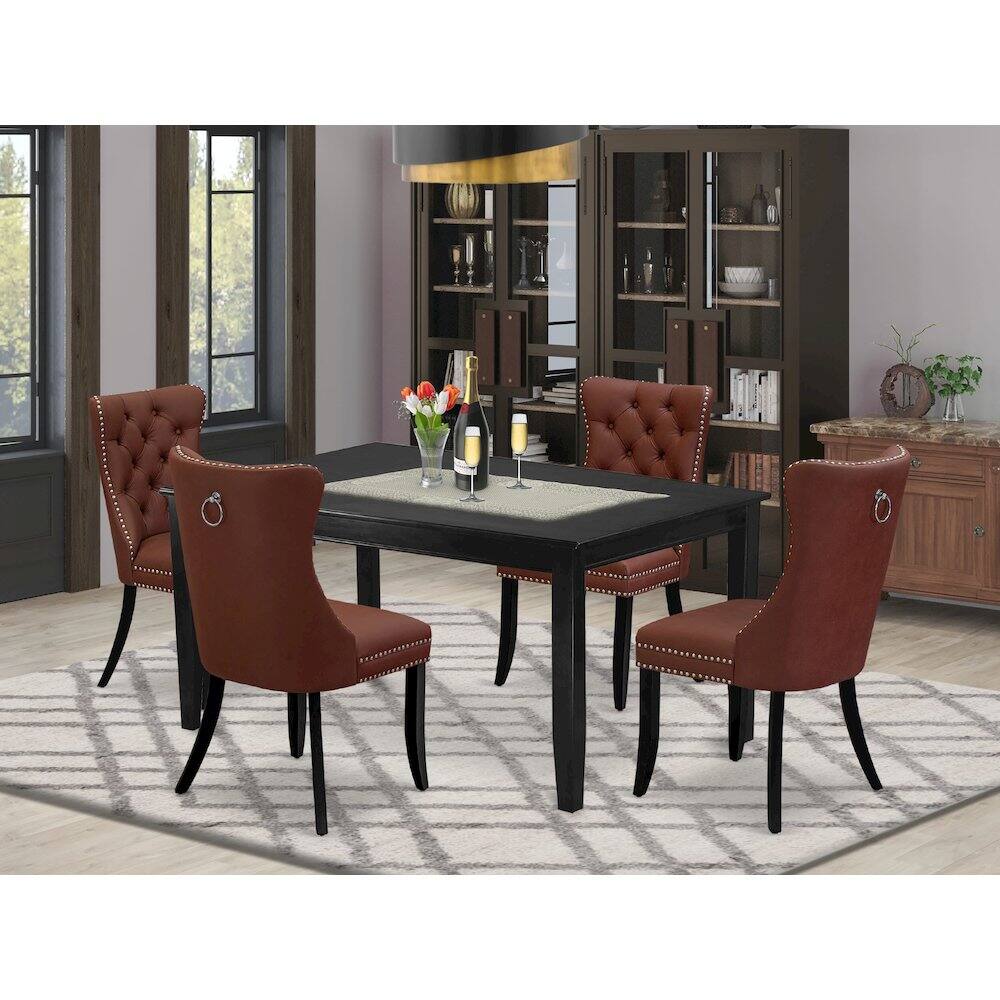 Alt View 7. East West Furniture - 5 Piece Kitchen Table Set Contains a Rectangle Dining Table - Black.