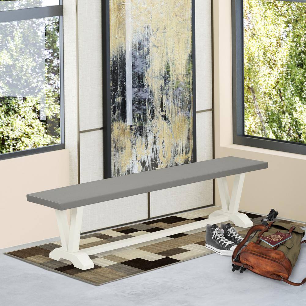 Back. East West Furniture - East West Furniture V-Style Dining Table Bench with Wooden Seat - Brown.