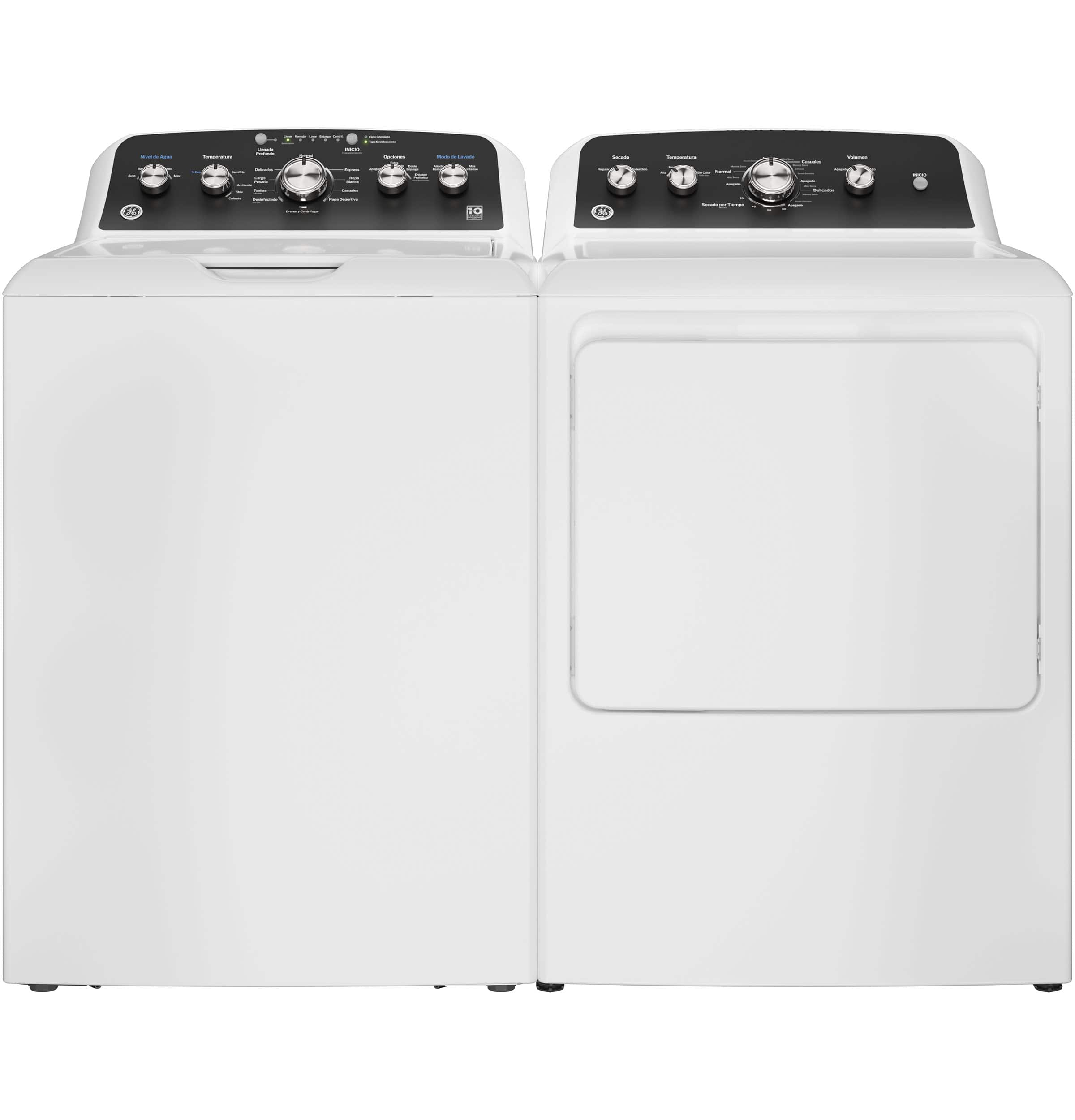 Alt View 12. GE - 4.5 Cu. Ft. High-Efficiency Top Load Washer with Spanish Control Panel - White with Matte Black.