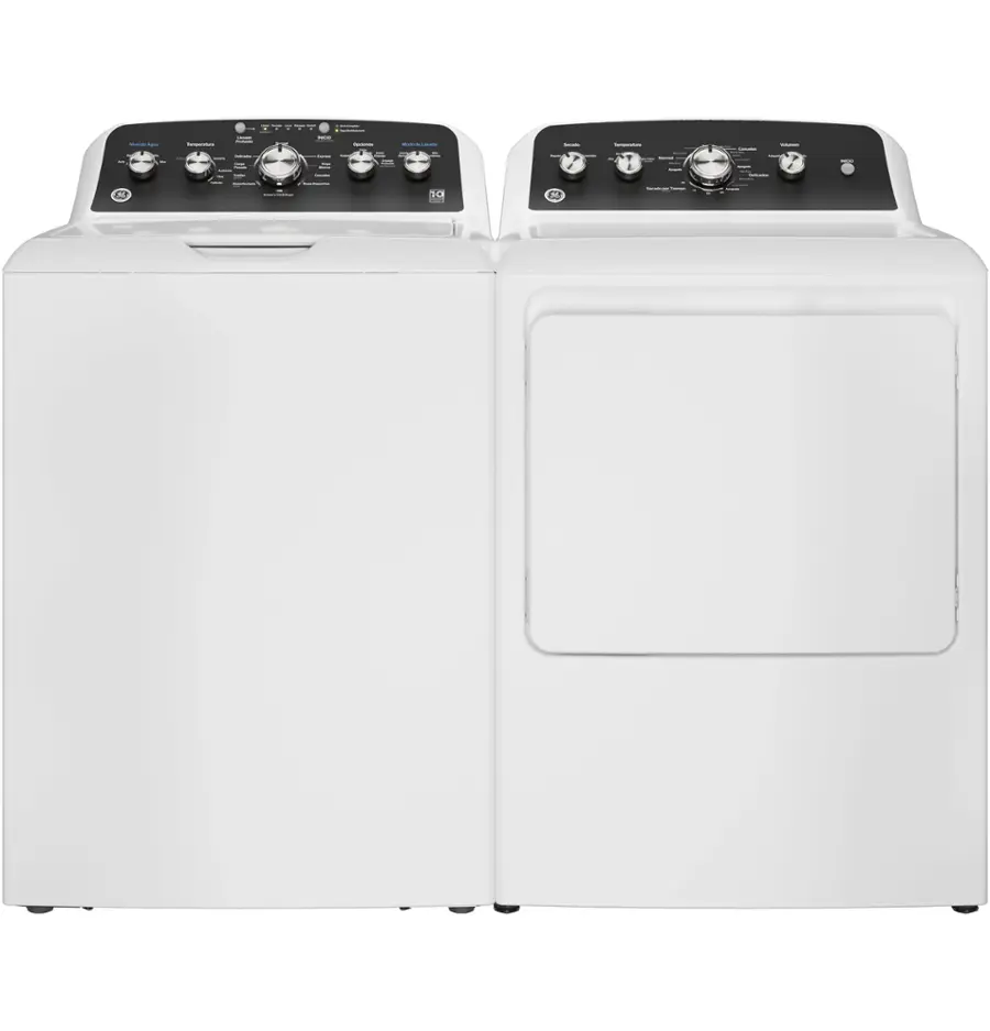 Alt View 12. GE - 4.5 Cu. Ft. High-Efficiency Top Load Washer with Spanish Control Panel - White with Matte Black.
