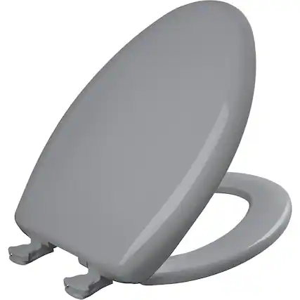 Front. BEMIS - Bemis Elongated Plastic Toilet Seat in Country Grey Seat Fastening System, EasyClean and WhisperClose Hinge - Country Grey.